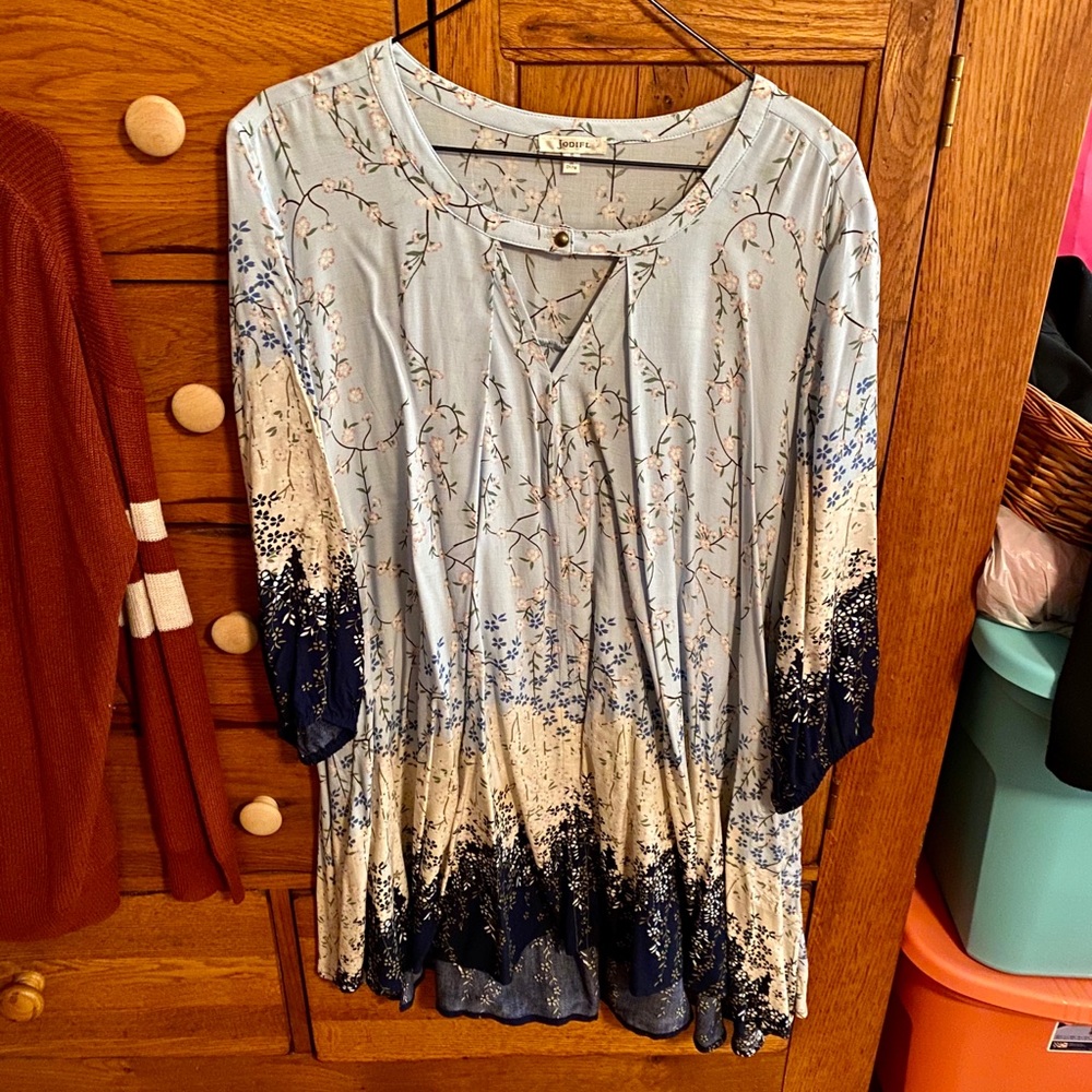Jodifl Blue Floral Dress Blouse Women’s